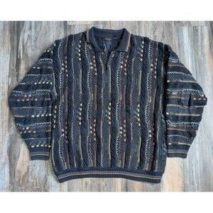 VTG 90’s Coogi Style Sweater Mens 3D Jazz Patchwork Cellinni (Read Desc) Vintage